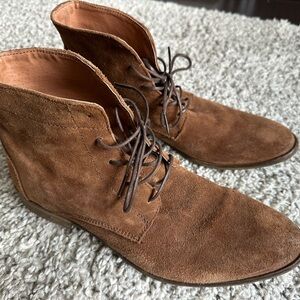 Topman Brown Suede Lace-Up Ankle Boots